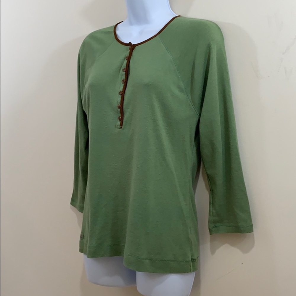 Lauren Ralph Lauren Faux Leather Trim Shirt  Sz L - Picture 4 of 8